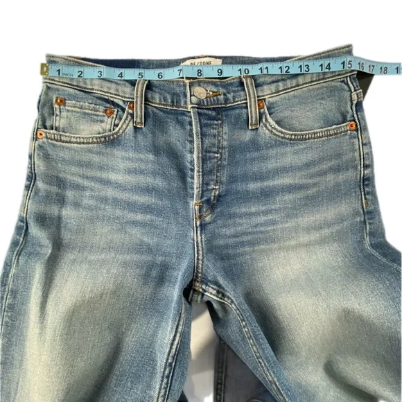 Re/done 70s mid Rise Stove Pipe wide leg jeans size 28 - Picture 6 of 12